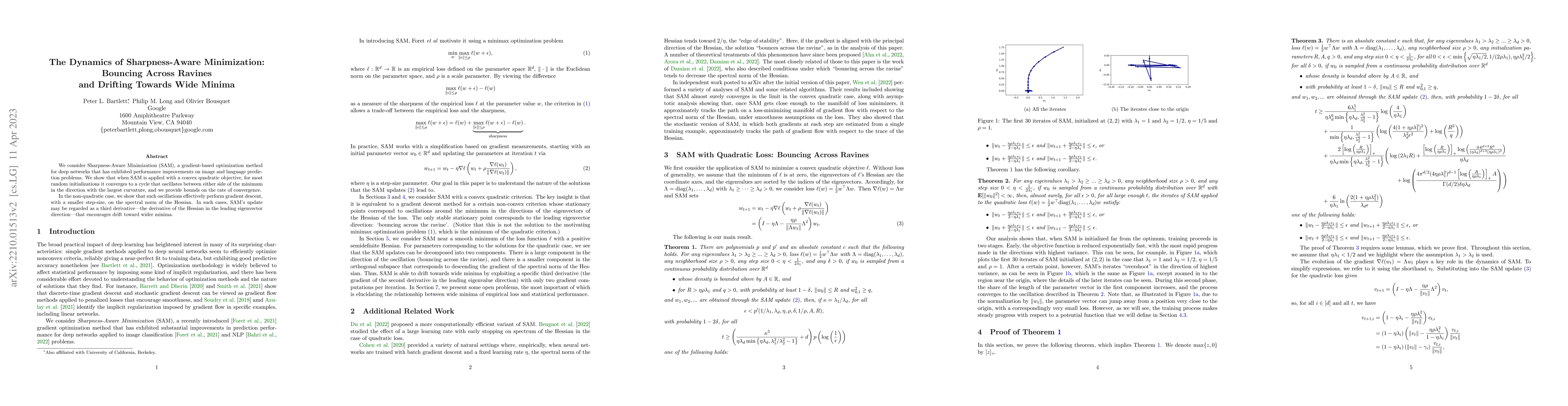 Thumbnail for The Dynamics of Sharpness-Aware Minimization: Bouncing Across Ravines
  and Drifting Towards Wide Minima