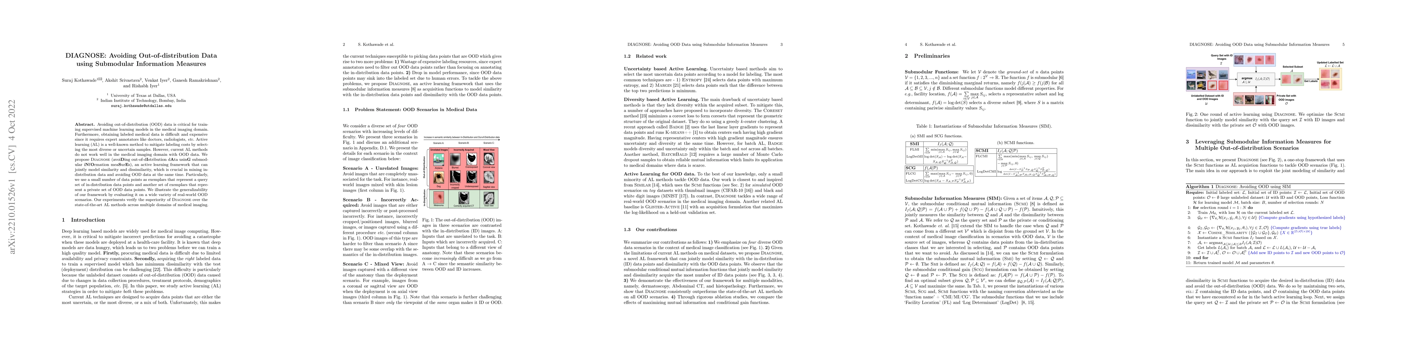 Thumbnail for DIAGNOSE: Avoiding Out-of-distribution Data using Submodular Information
  Measures