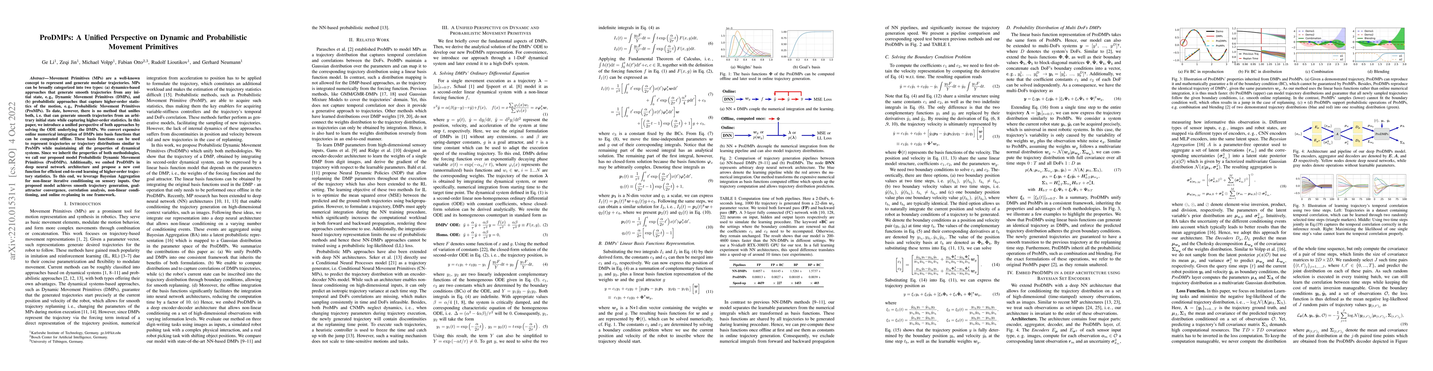 Thumbnail for ProDMPs: A Unified Perspective on Dynamic and Probabilistic Movement
  Primitives