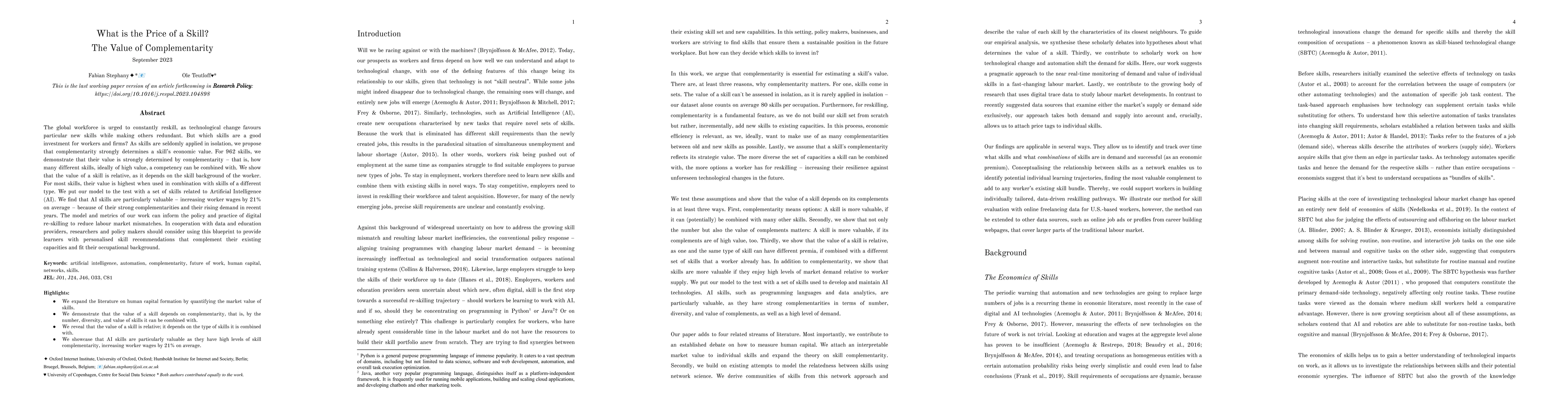 Thumbnail for What is the Price of a Skill? The Value of Complementarity