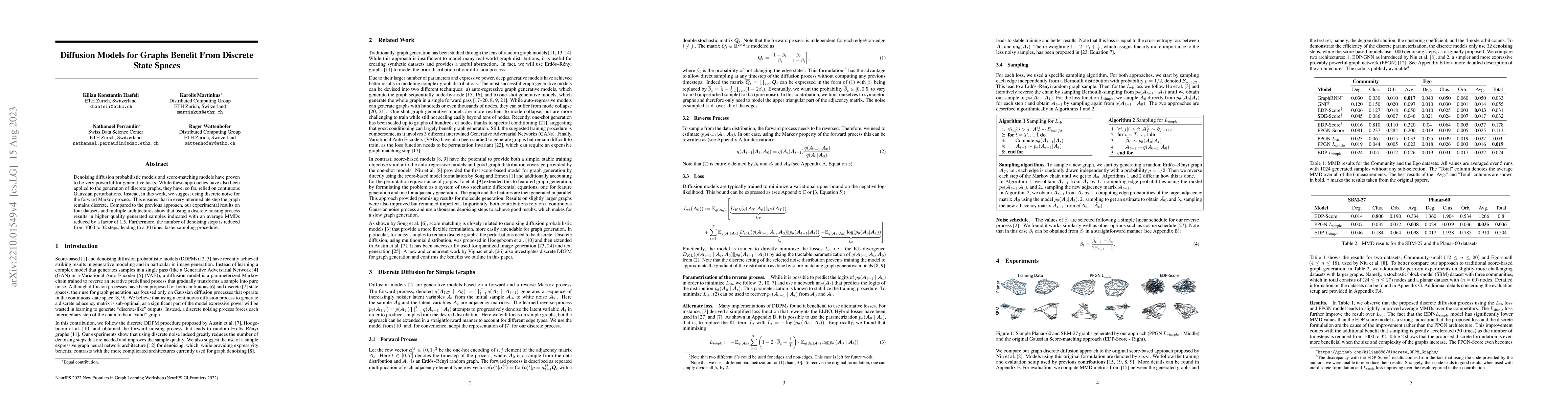 Thumbnail for Diffusion Models for Graphs Benefit From Discrete State Spaces
