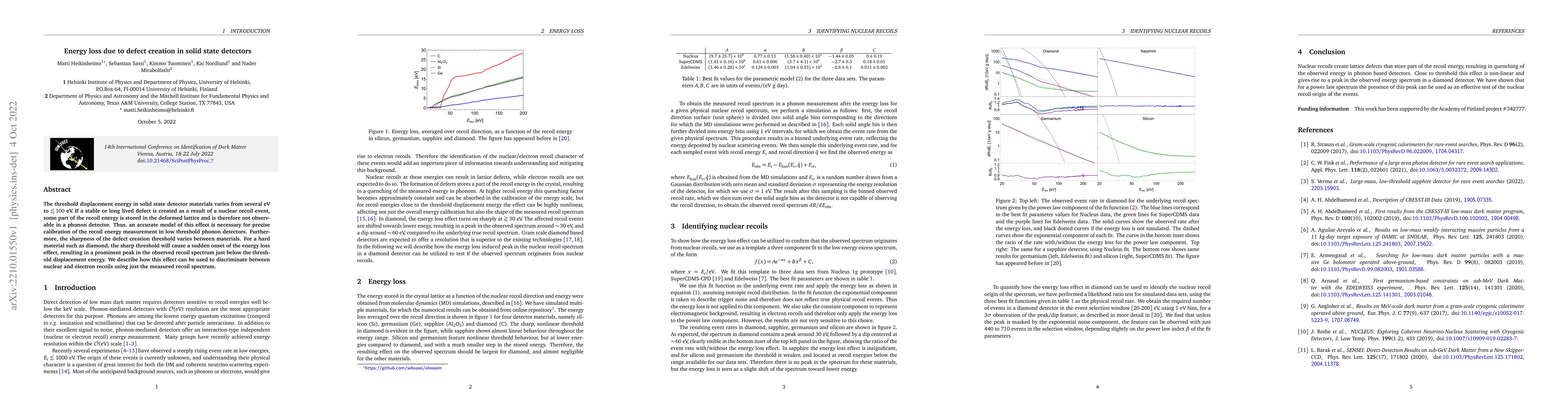 Thumbnail for Energy loss due to defect creation in solid state detectors