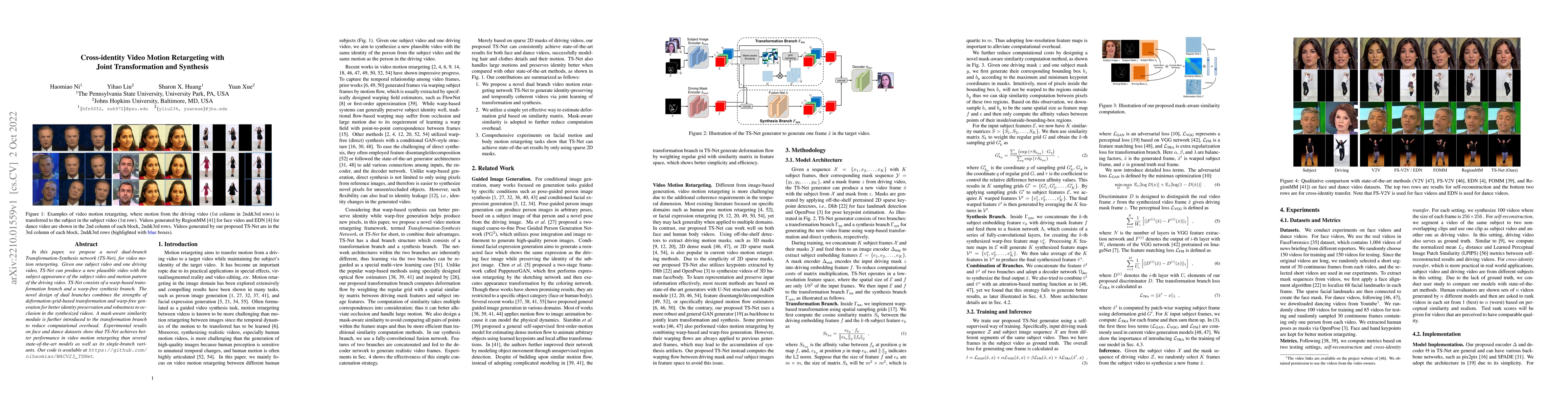 Thumbnail for Cross-identity Video Motion Retargeting with Joint Transformation and
  Synthesis