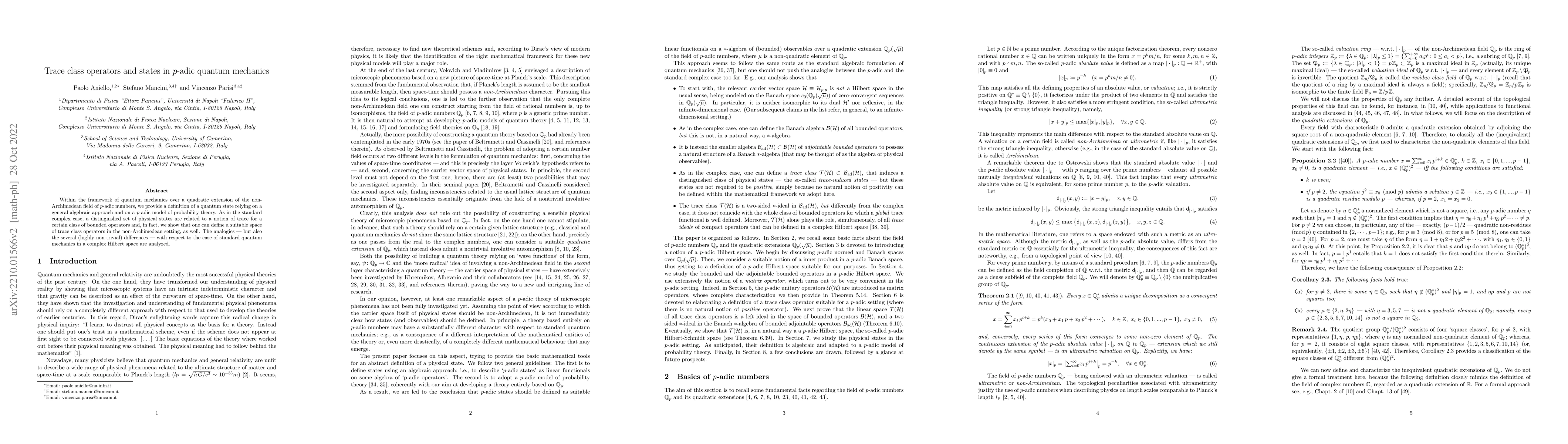 Thumbnail for Trace class operators and states in p-adic quantum mechanics