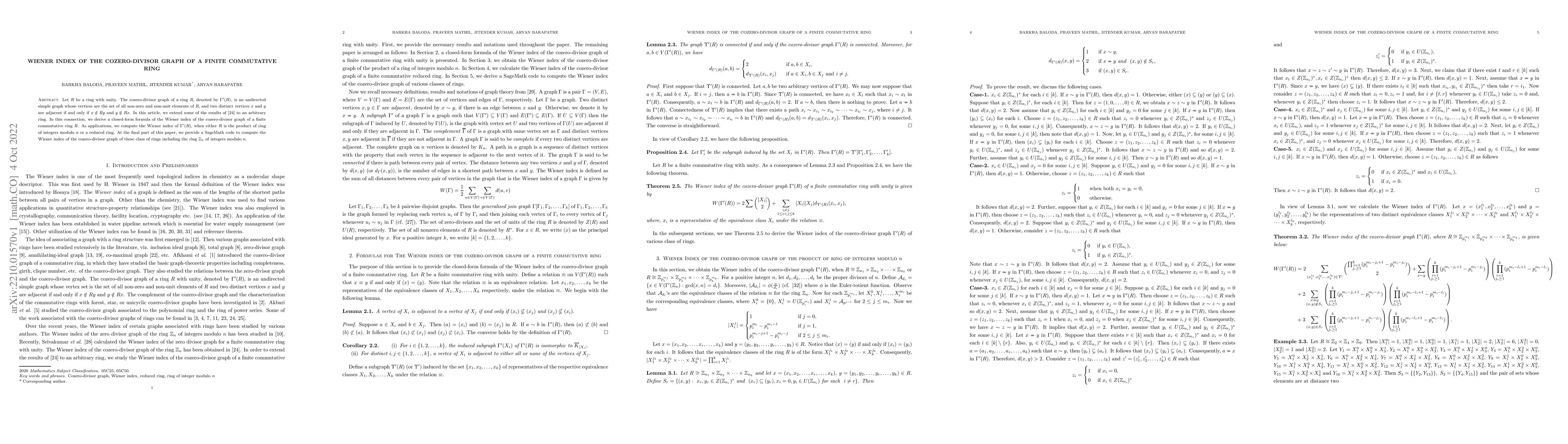 Thumbnail for Wiener index of the Cozero-divisor graph of a finite commutative ring