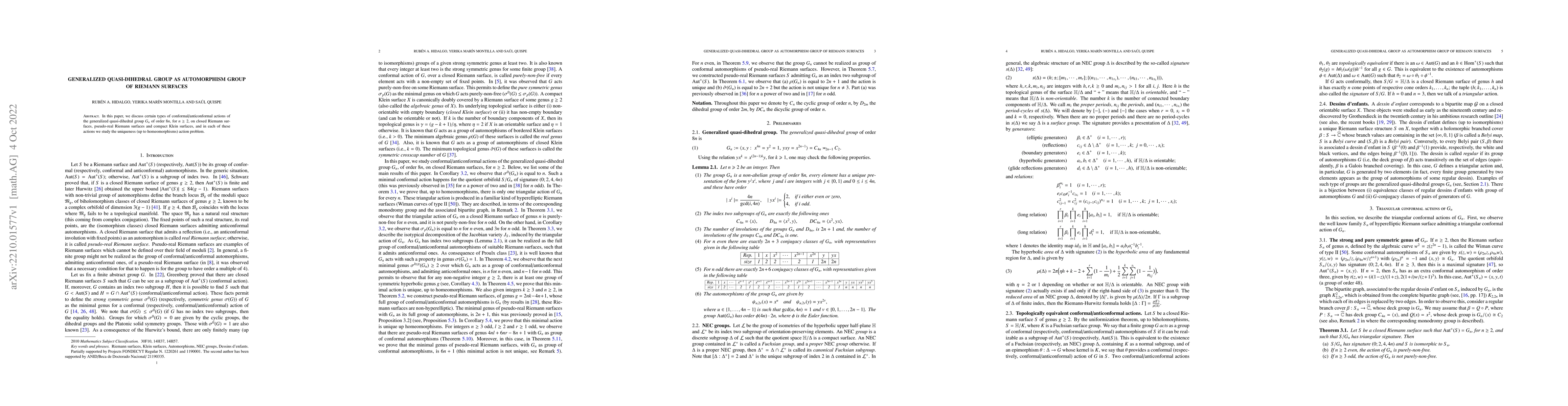 Thumbnail for Generalized quasi-dihedral group as automorphism group of Riemann
  surfaces