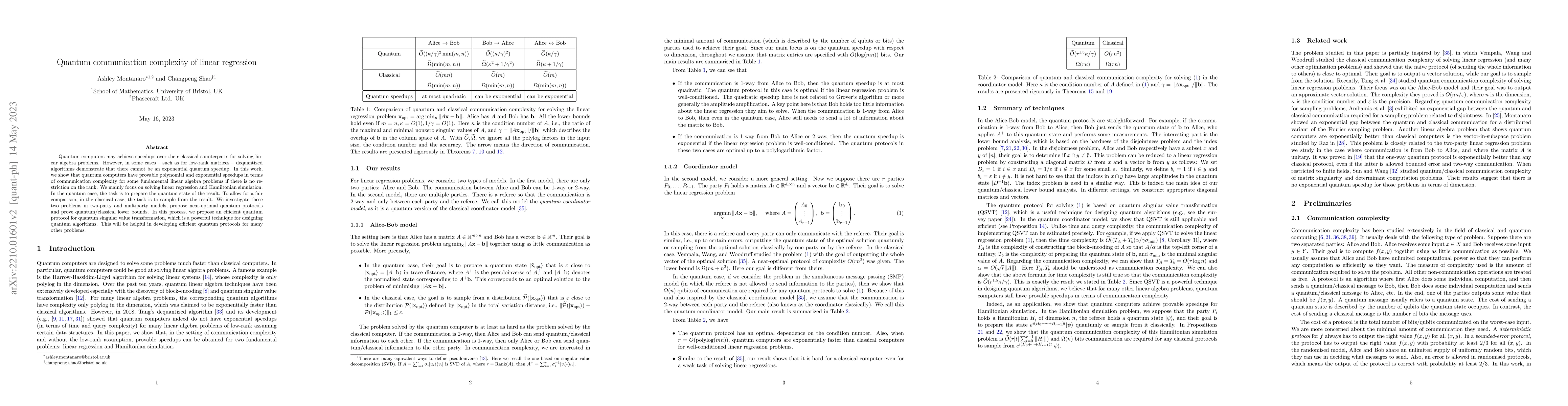 Thumbnail for Quantum communication complexity of linear regression