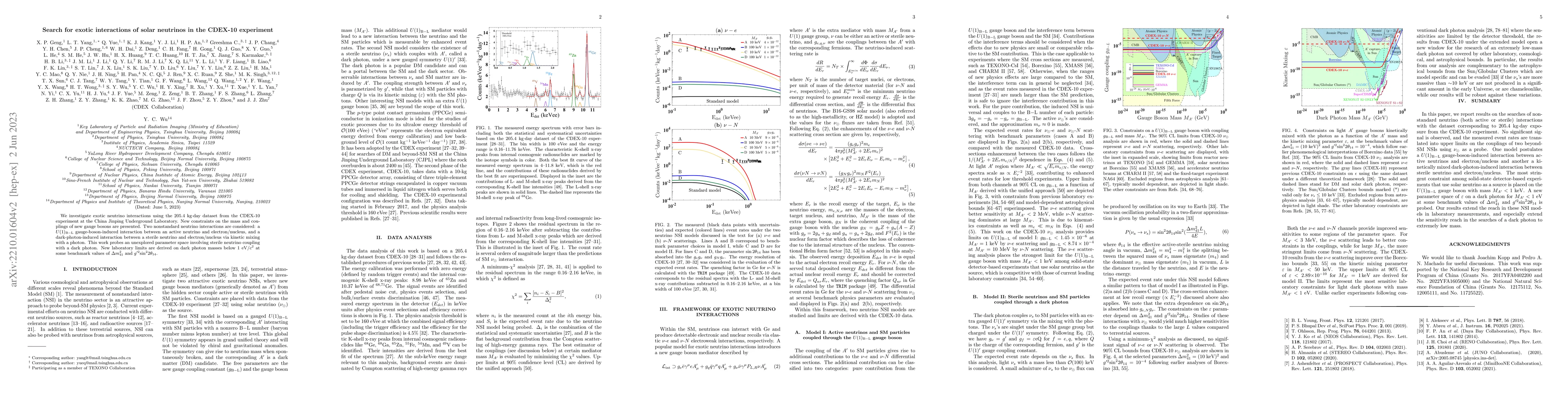 Thumbnail for Search for exotic interactions of solar neutrinos in the CDEX-10
  experiment