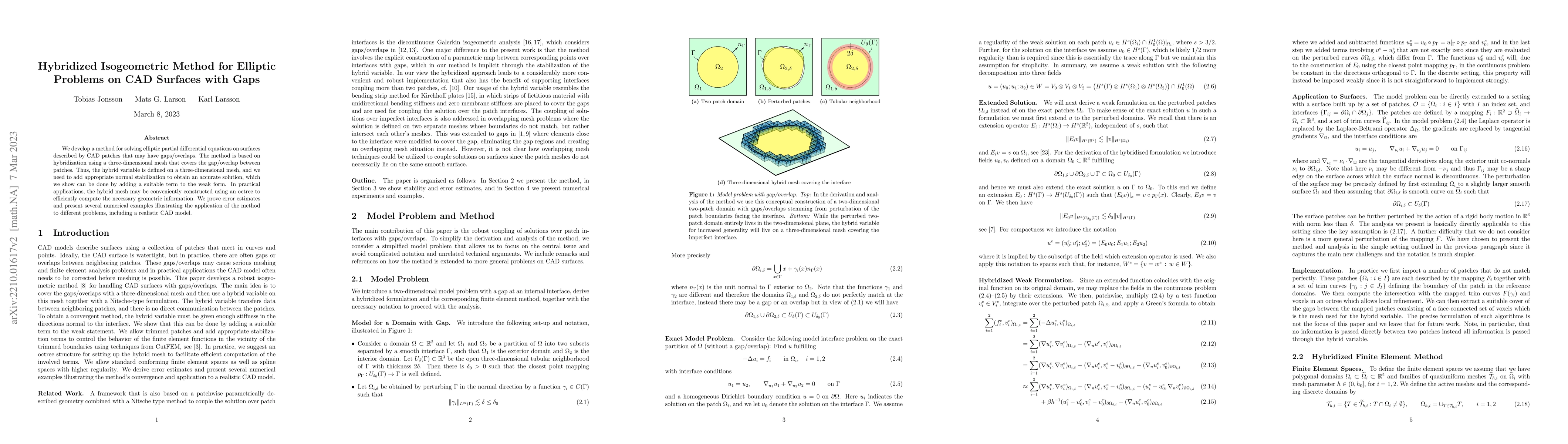 Thumbnail for Hybridized Isogeometric Method for Elliptic Problems on CAD Surfaces
  with Gaps