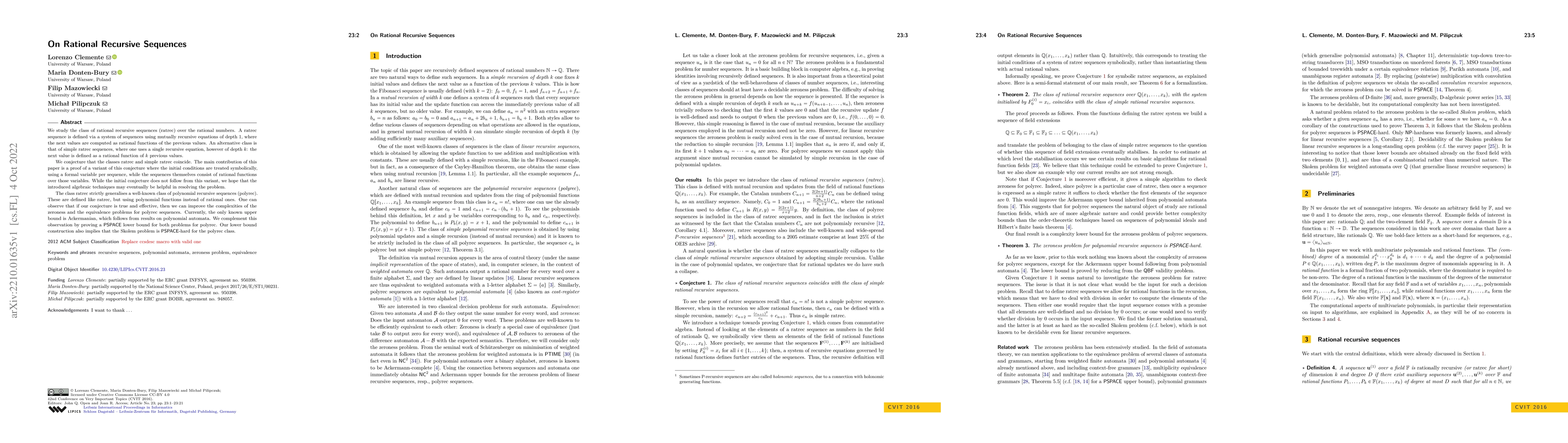Thumbnail for On Rational Recursive Sequences
