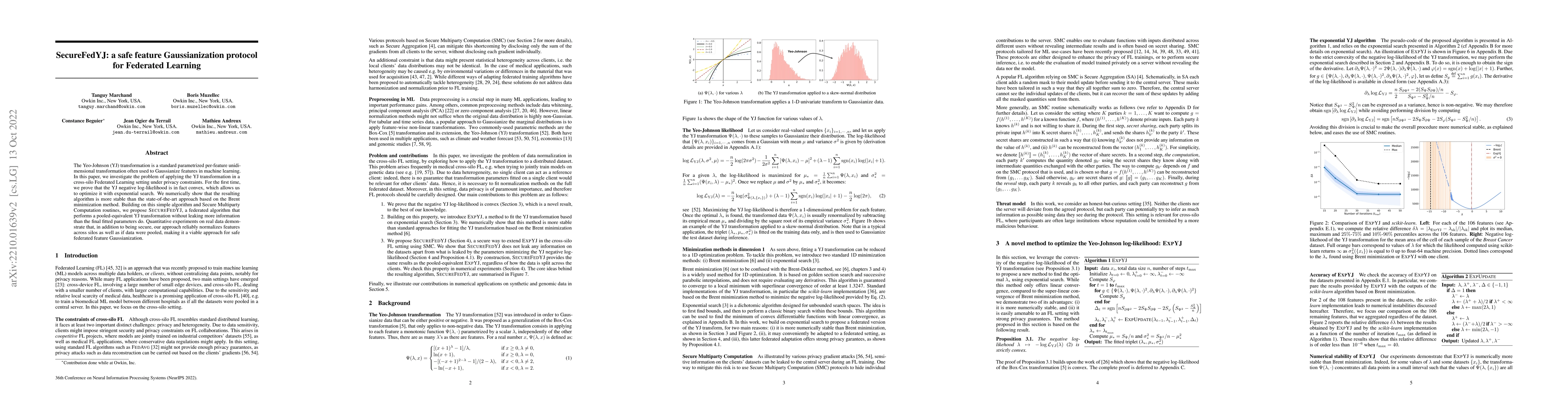 Thumbnail for SecureFedYJ: a safe feature Gaussianization protocol for Federated
  Learning