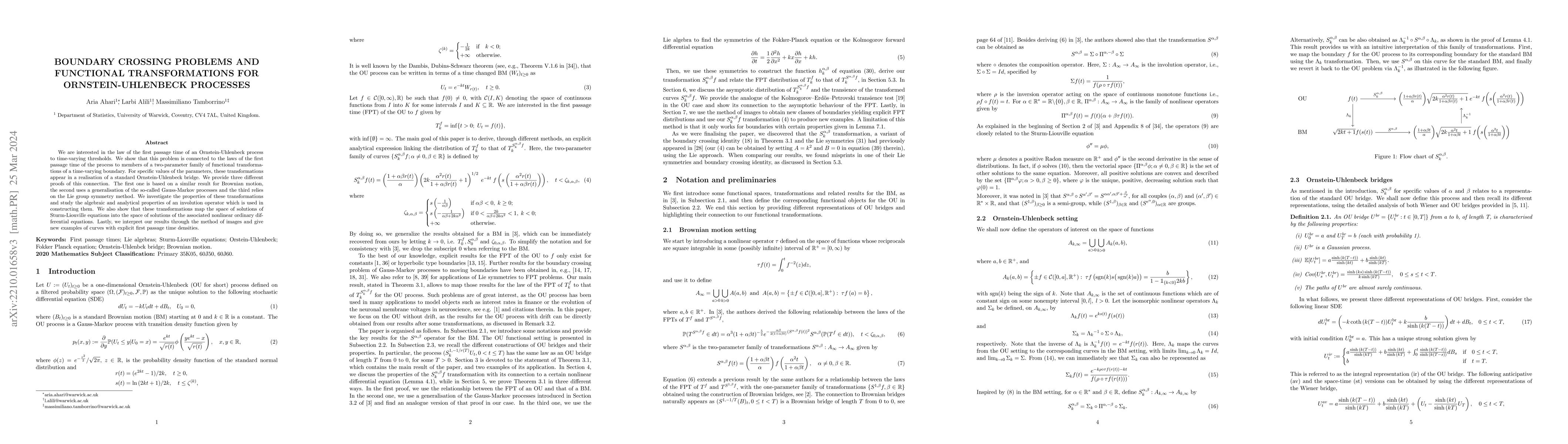 Thumbnail for Boundary crossing problems and functional transformations for
  Ornstein-Uhlenbeck processes