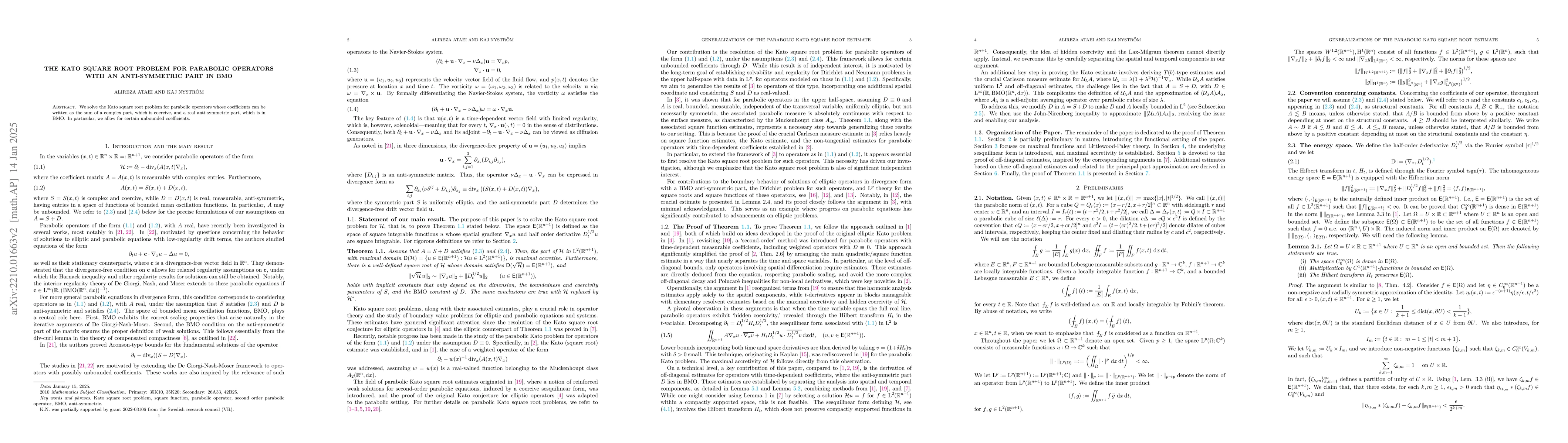 Thumbnail for The Kato square root problem for parabolic operators with an
  anti-symmetric part in BMO