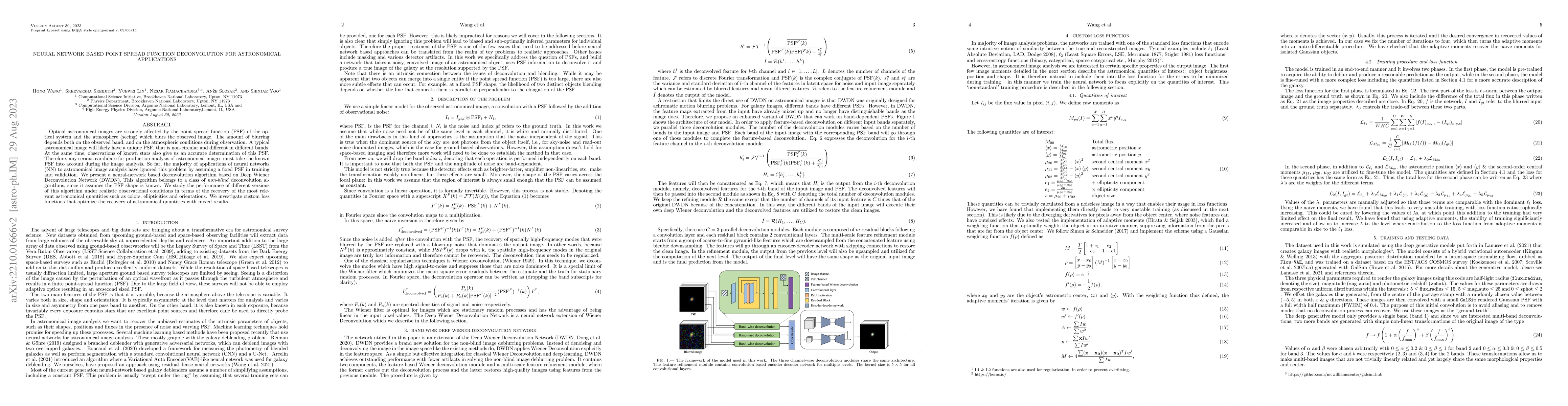 Thumbnail for Neural Network Based Point Spread Function Deconvolution For
  Astronomical Applications