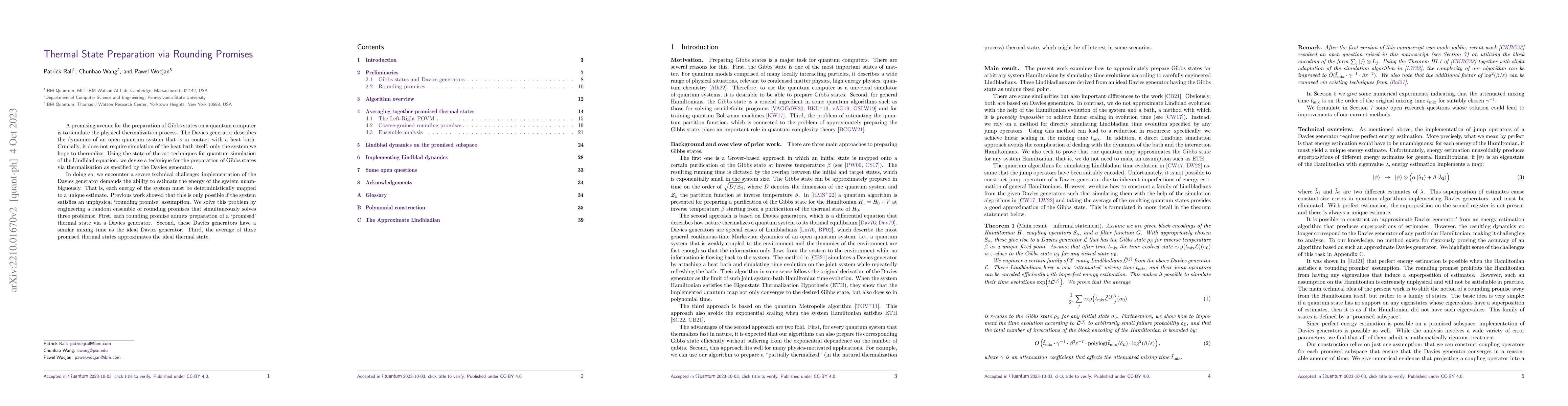 Thumbnail for Thermal State Preparation via Rounding Promises