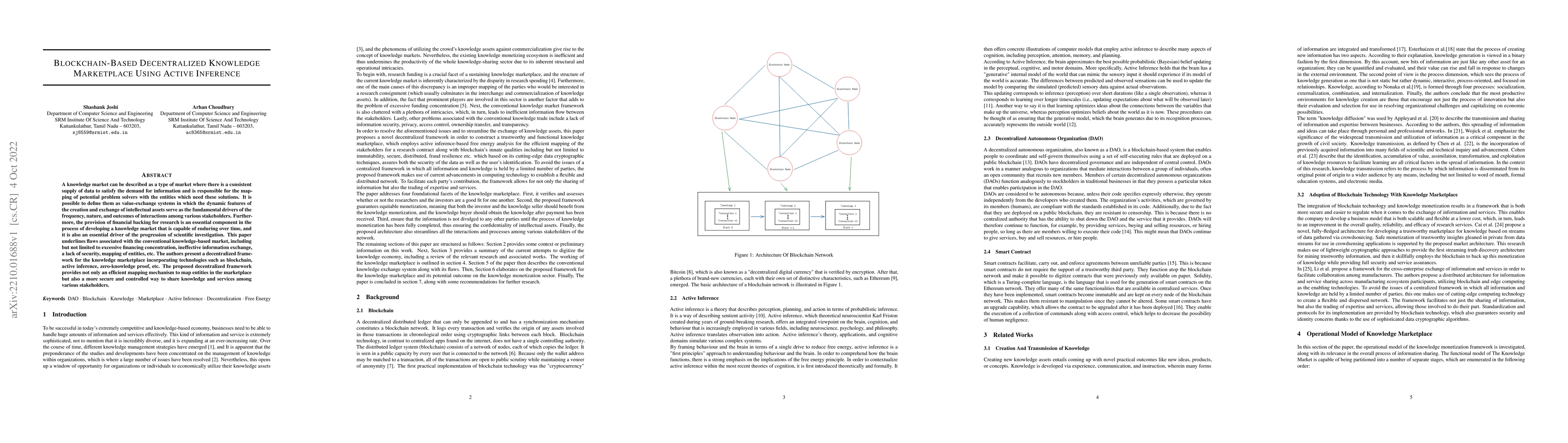 Thumbnail for Blockchain-Based Decentralized Knowledge Marketplace Using Active
  Inference