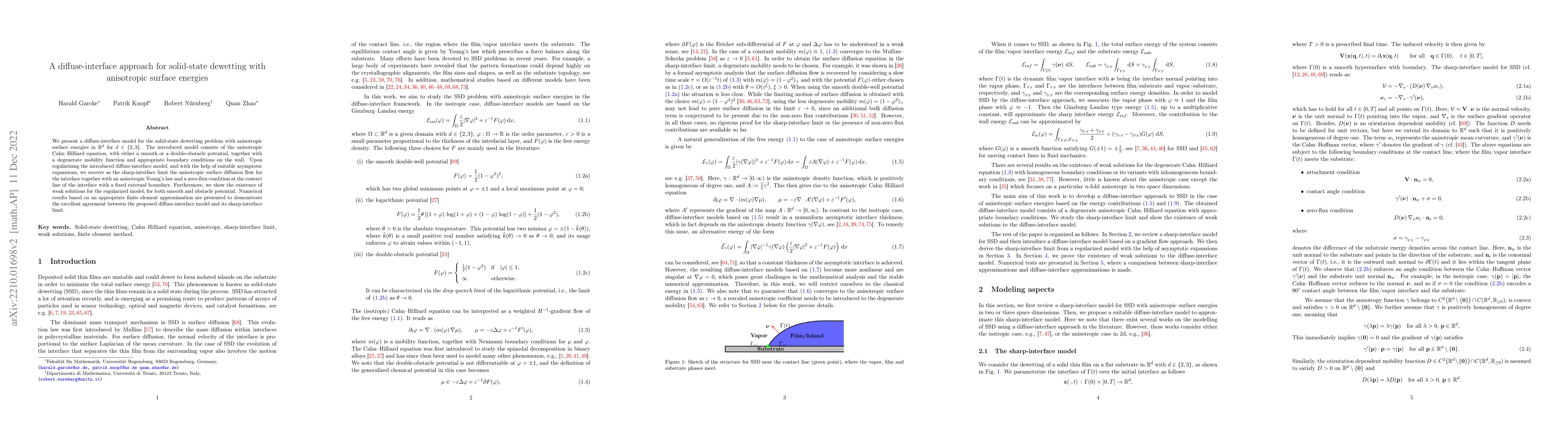 Thumbnail for A diffuse-interface approach for solid-state dewetting with anisotropic
  surface energies