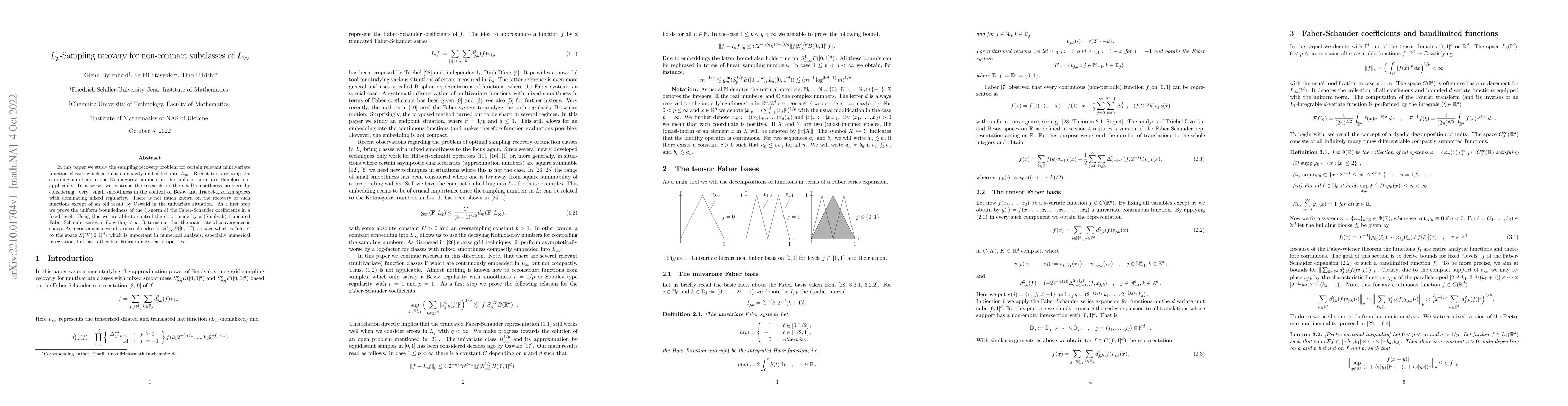 Thumbnail for $L_p$-Sampling recovery for non-compact subclasses of $L_\infty$