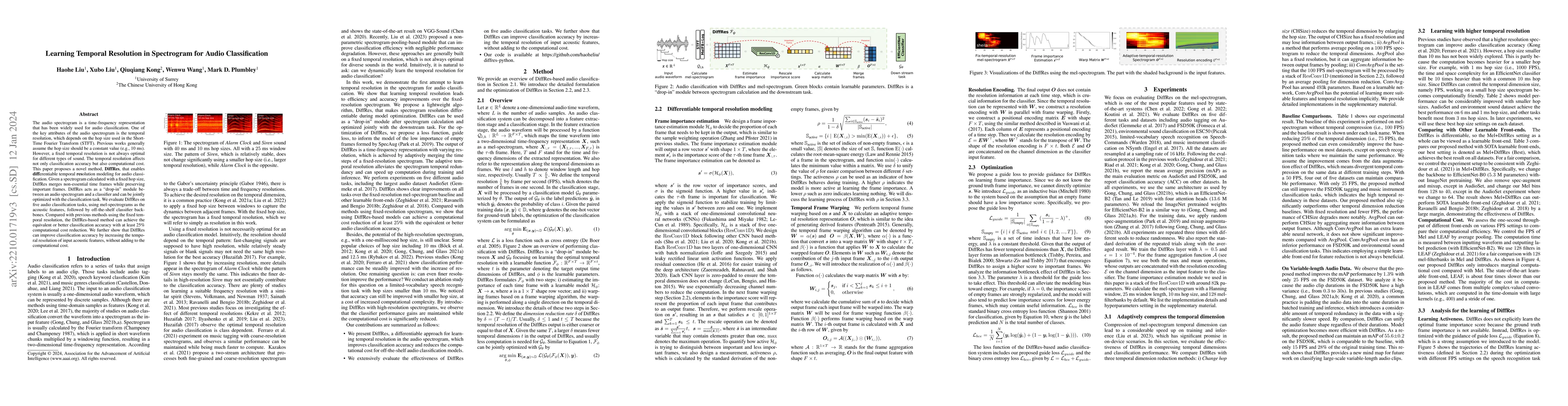 Thumbnail for Learning Temporal Resolution in Spectrogram for Audio Classification