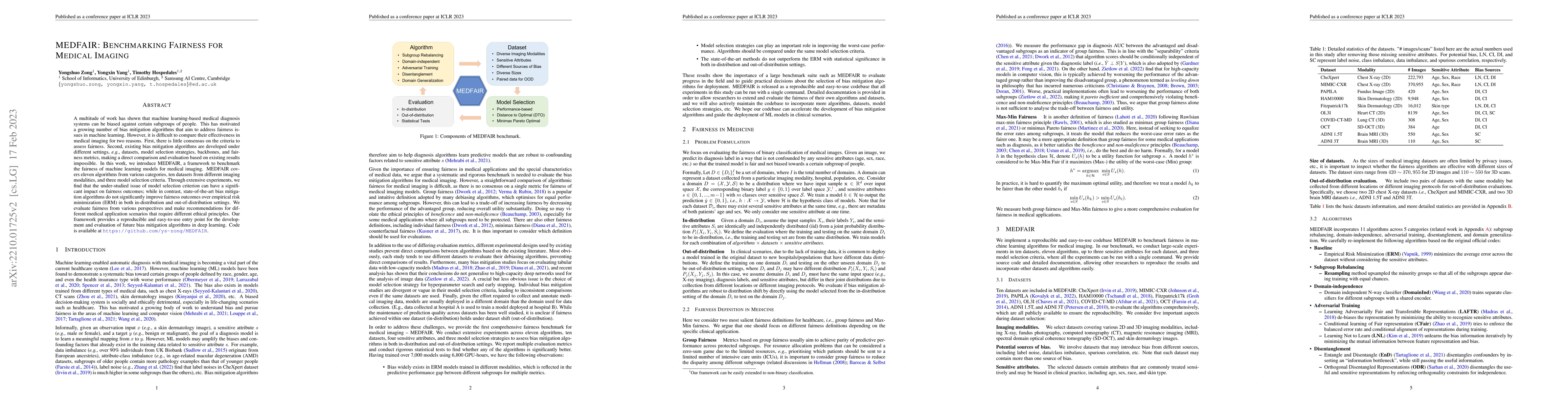 Thumbnail for MEDFAIR: Benchmarking Fairness for Medical Imaging