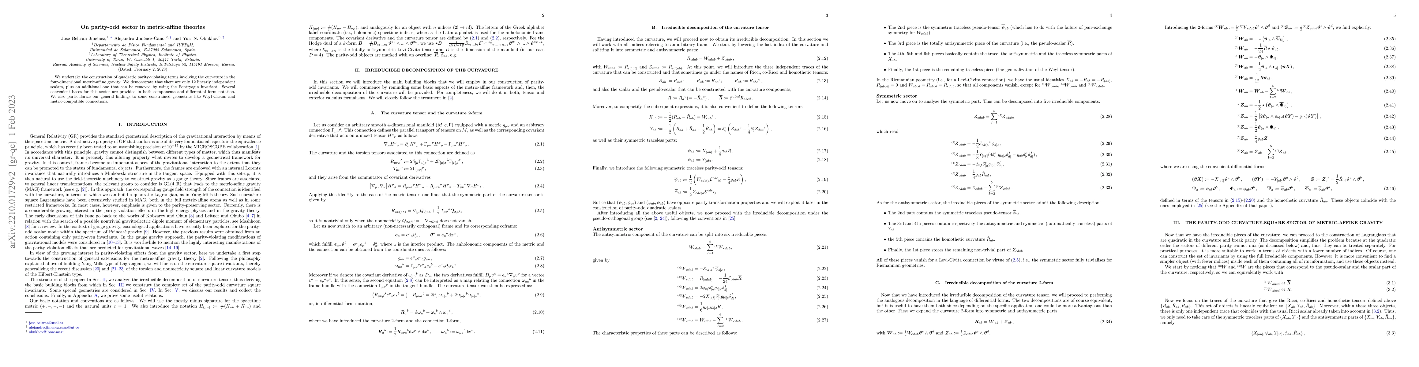 Thumbnail for On parity-odd sector in metric-affine theories