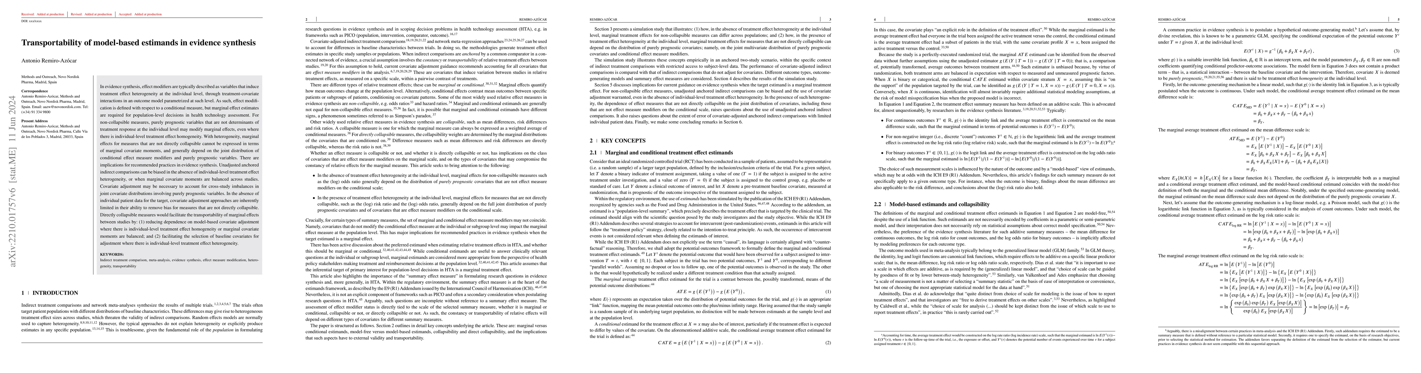 Thumbnail for Transportability of model-based estimands in evidence synthesis