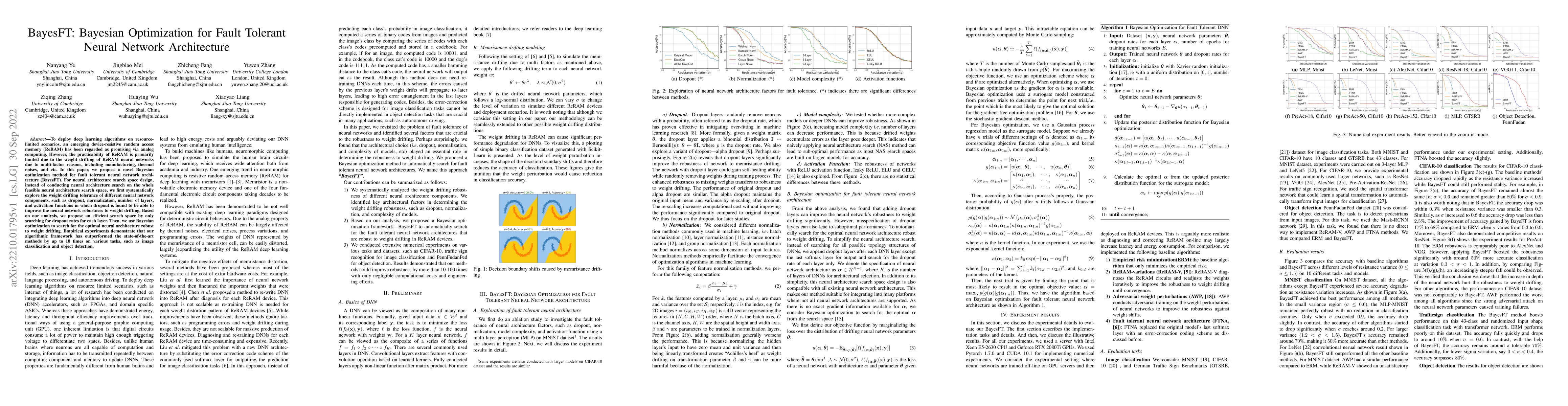 Thumbnail for BayesFT: Bayesian Optimization for Fault Tolerant Neural Network
  Architecture