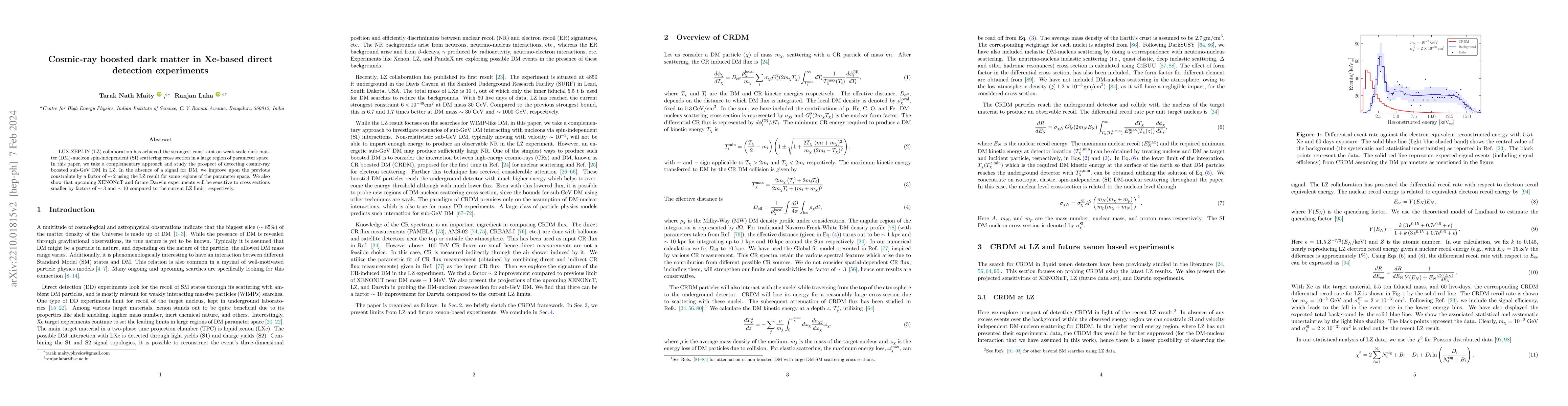 Thumbnail for Cosmic-ray boosted dark matter in Xe-based direct detection experiments