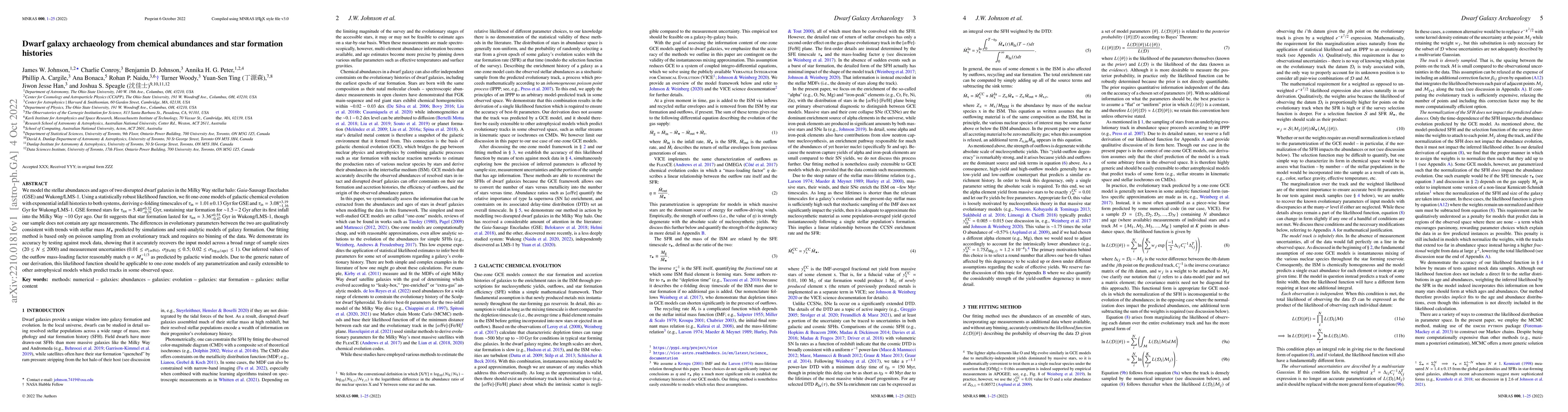 Thumbnail for Dwarf galaxy archaeology from chemical abundances and star formation
  histories