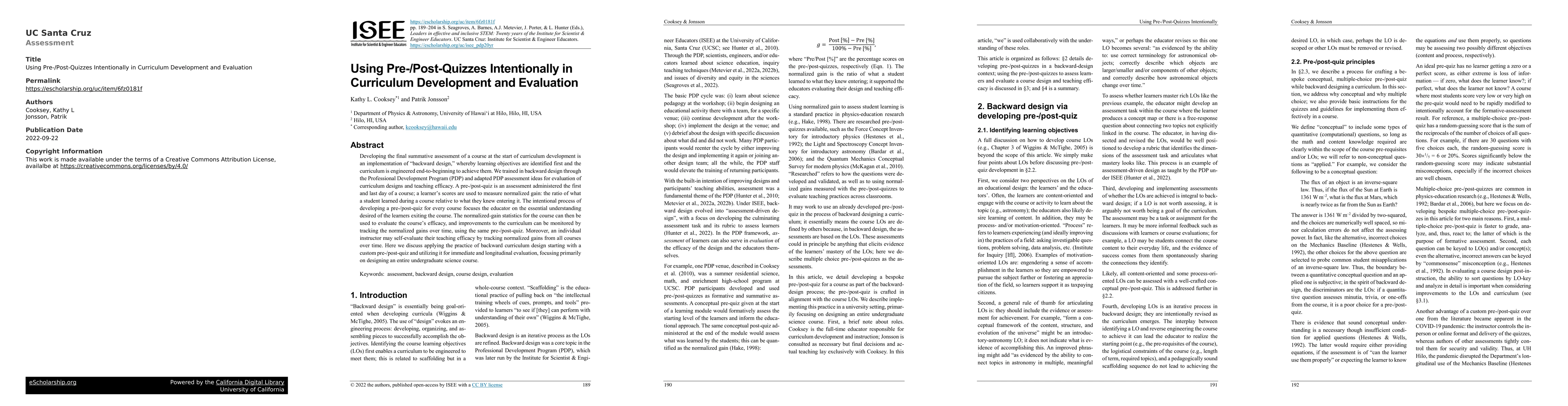 Thumbnail for Using Pre-/Post-Quizzes Intentionally in Curriculum Development and
  Evaluation