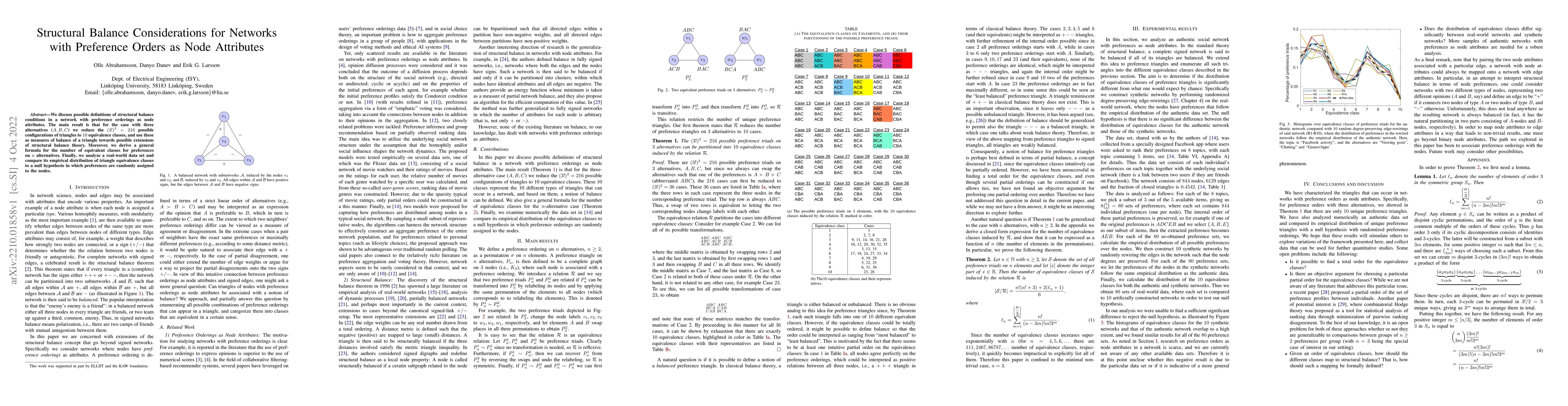 Thumbnail for Structural Balance Considerations for Networks with Preference Orders as
  Node Attributes