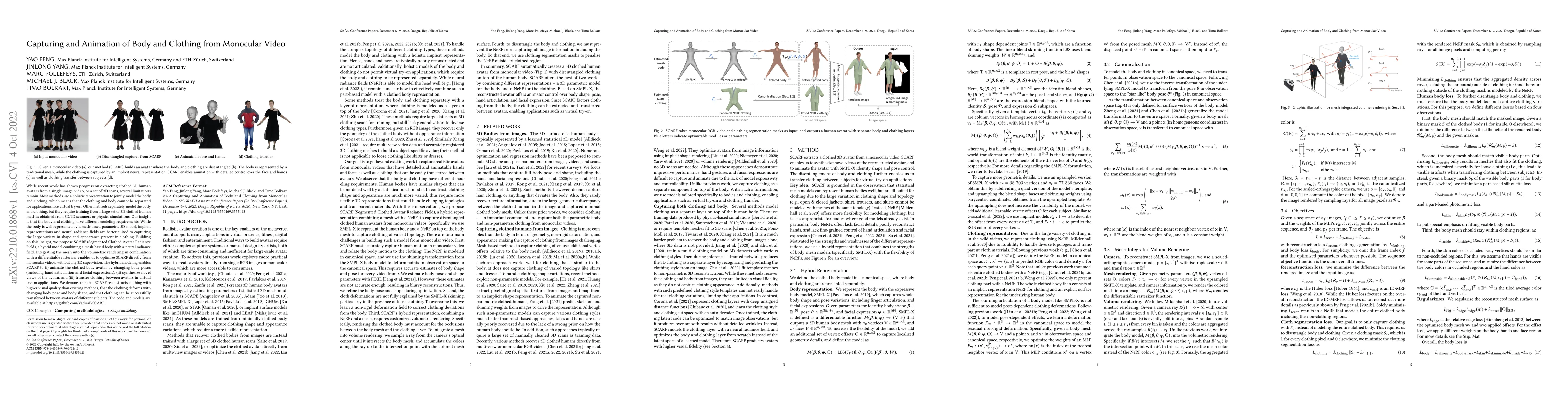 Thumbnail for Capturing and Animation of Body and Clothing from Monocular Video