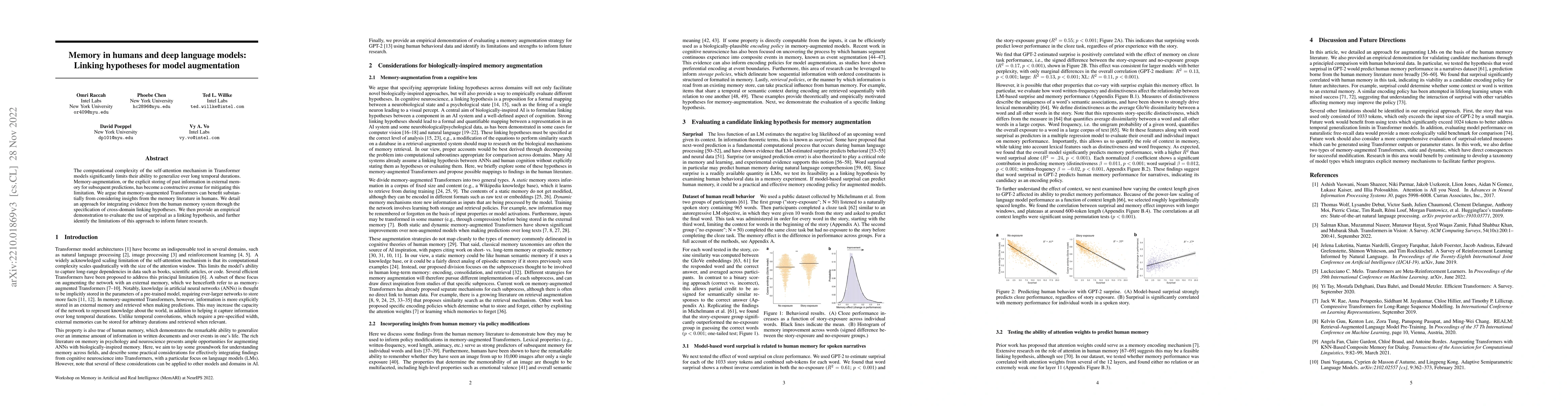 Thumbnail for Memory in humans and deep language models: Linking hypotheses for model
  augmentation