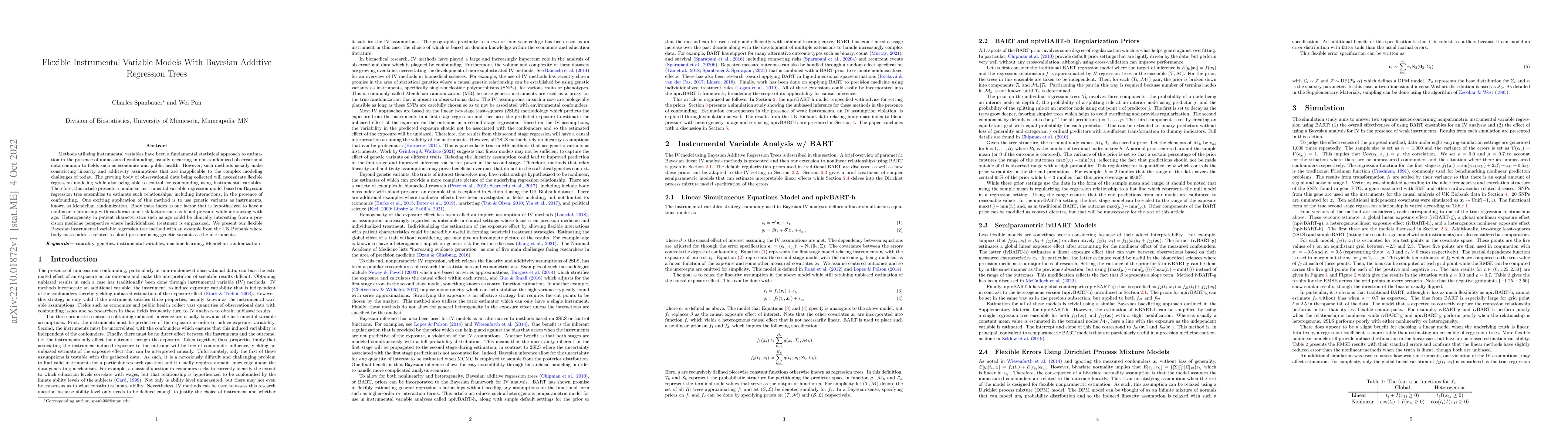 Thumbnail for Flexible Instrumental Variable Models With Bayesian Additive Regression
  Trees
