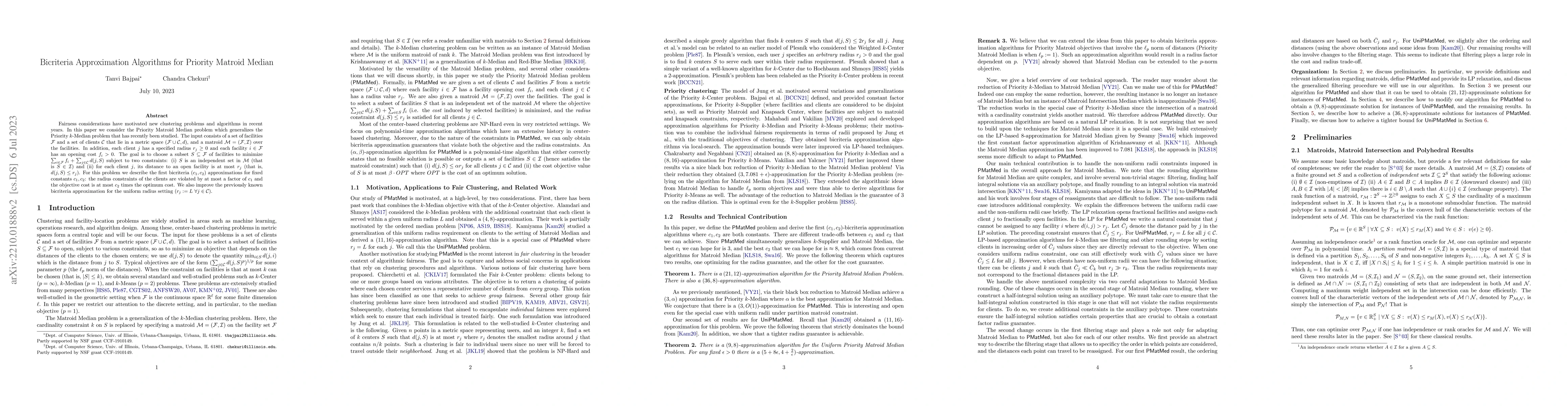 Thumbnail for Bicriteria Approximation Algorithms for Priority Matroid Median