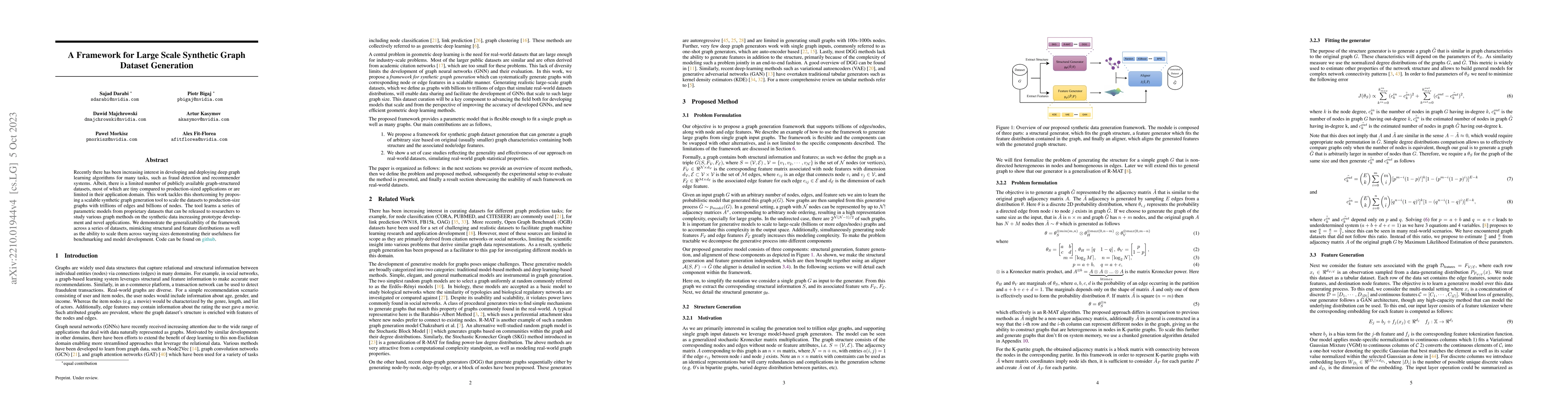 Thumbnail for A Framework for Large Scale Synthetic Graph Dataset Generation