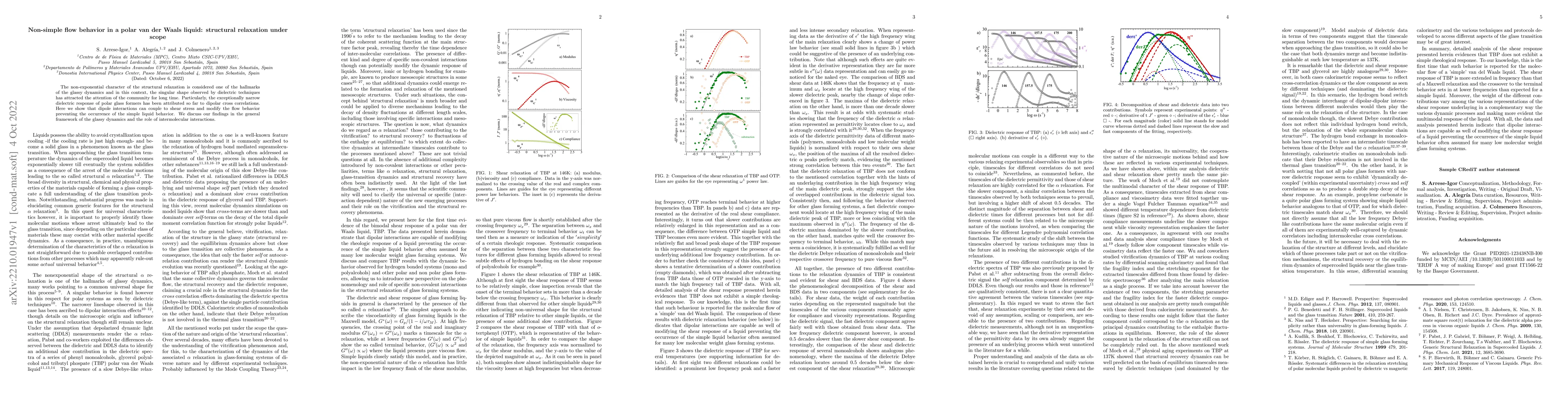 Thumbnail for Non-simple flow behavior in a polar van der Waals liquid: structural
  relaxation under scope