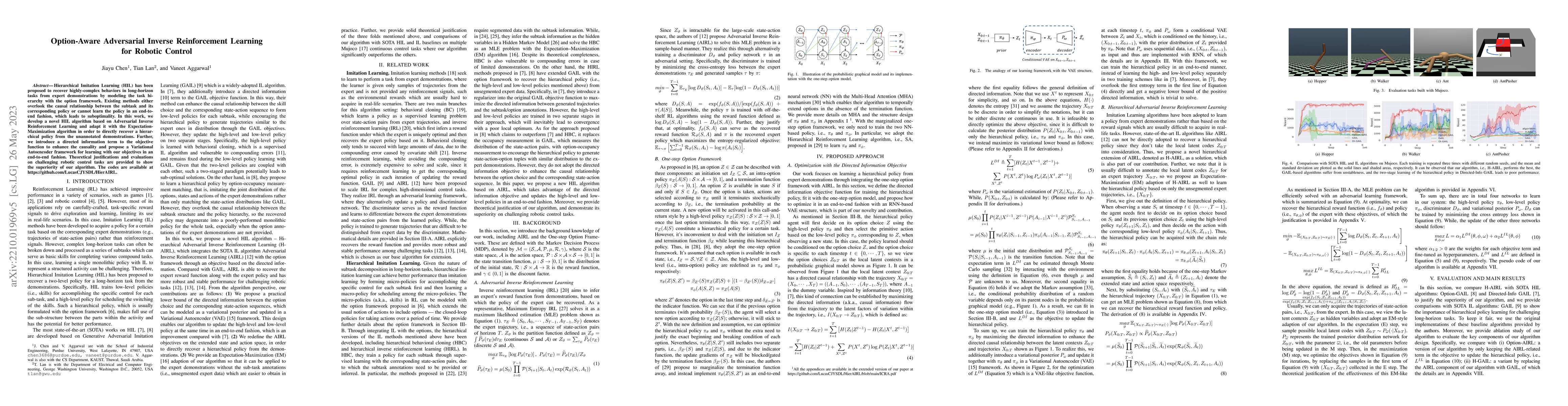 Thumbnail for Option-Aware Adversarial Inverse Reinforcement Learning for Robotic
  Control