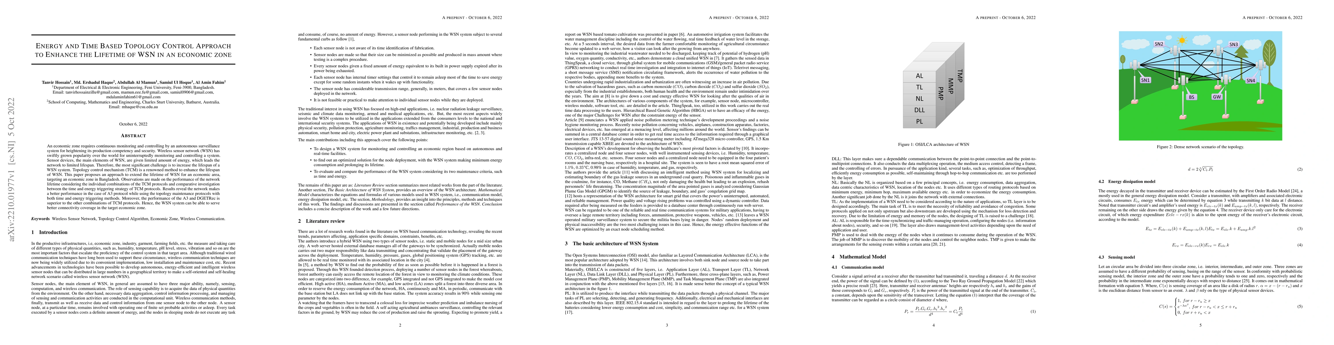 Thumbnail for Energy and Time Based Topology Control Approach to Enhance the Lifetime
  of WSN in an economic zone