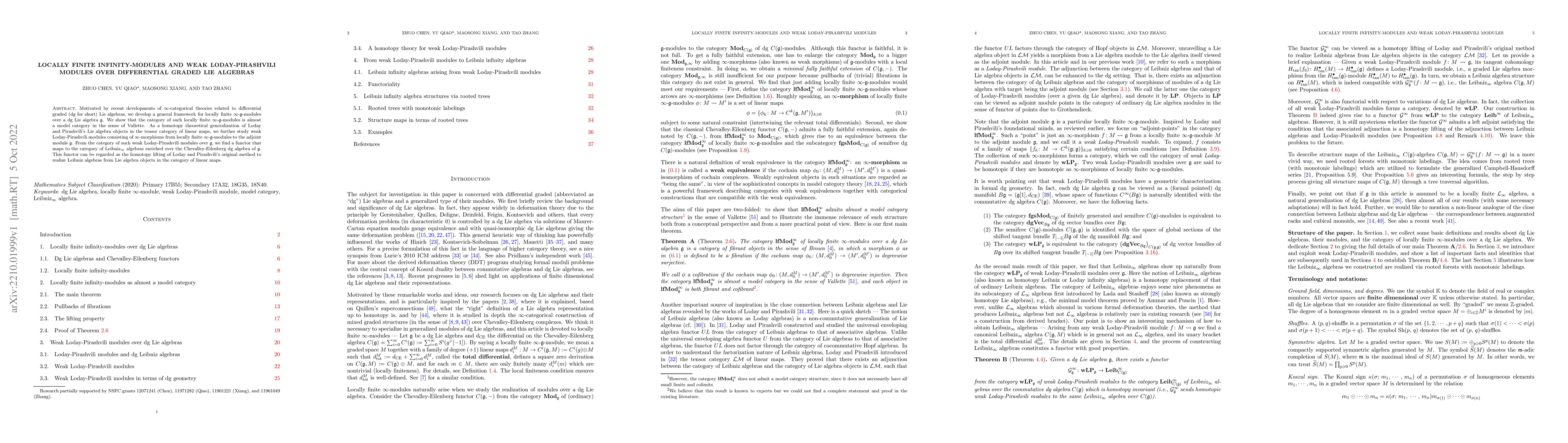 Thumbnail for Locally finite infinity-modules and weak Loday-Pirashvili modules over
  differential graded Lie algebras