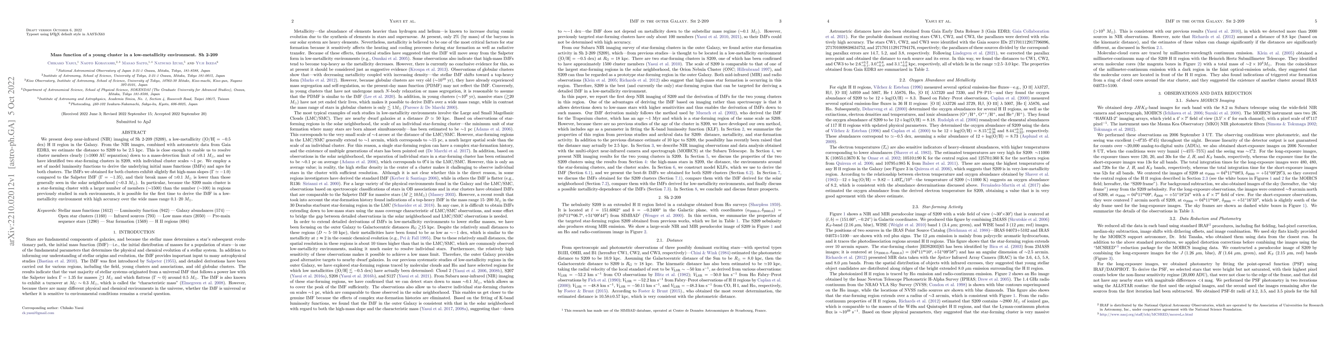 Thumbnail for Mass function of a young cluster in a low-metallicity environment. Sh
  2-209