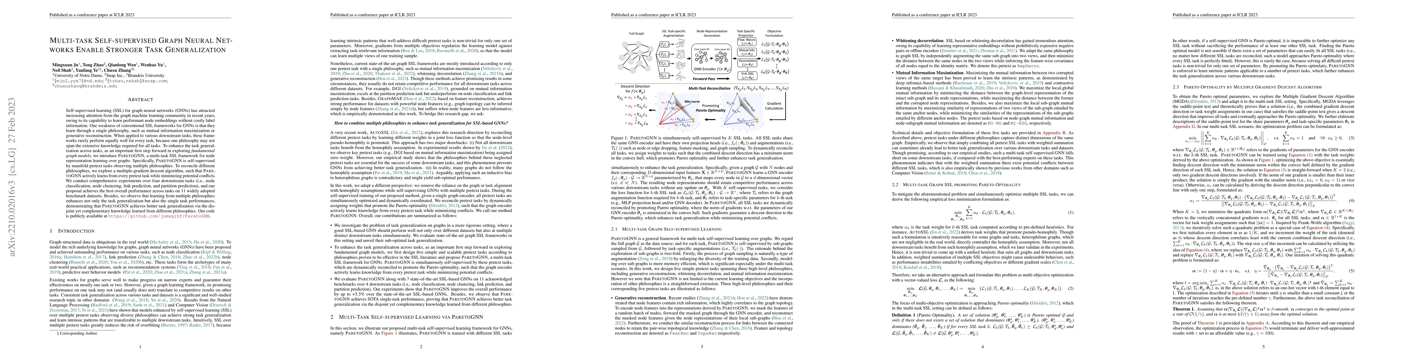 Thumbnail for Multi-task Self-supervised Graph Neural Networks Enable Stronger Task
  Generalization