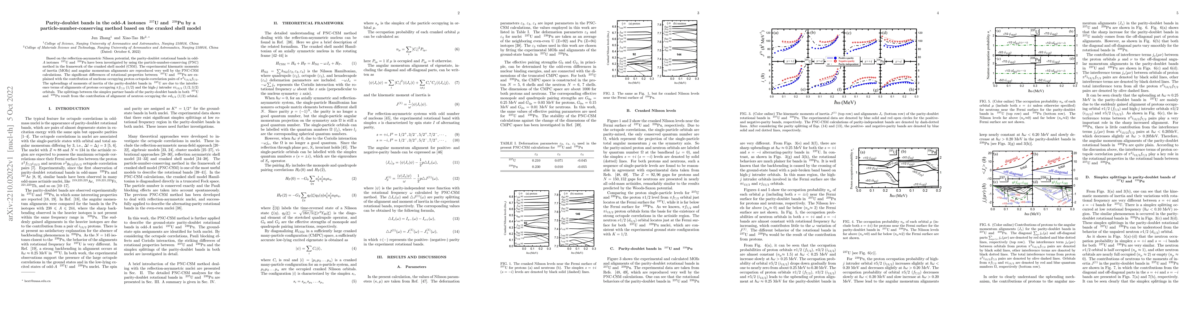 Thumbnail for Parity-doublet bands in the odd-\bm{$A$} isotones \element{237}U and
  \element{239}Pu by a particle-number-conserving method based on the cranked
  shell model
