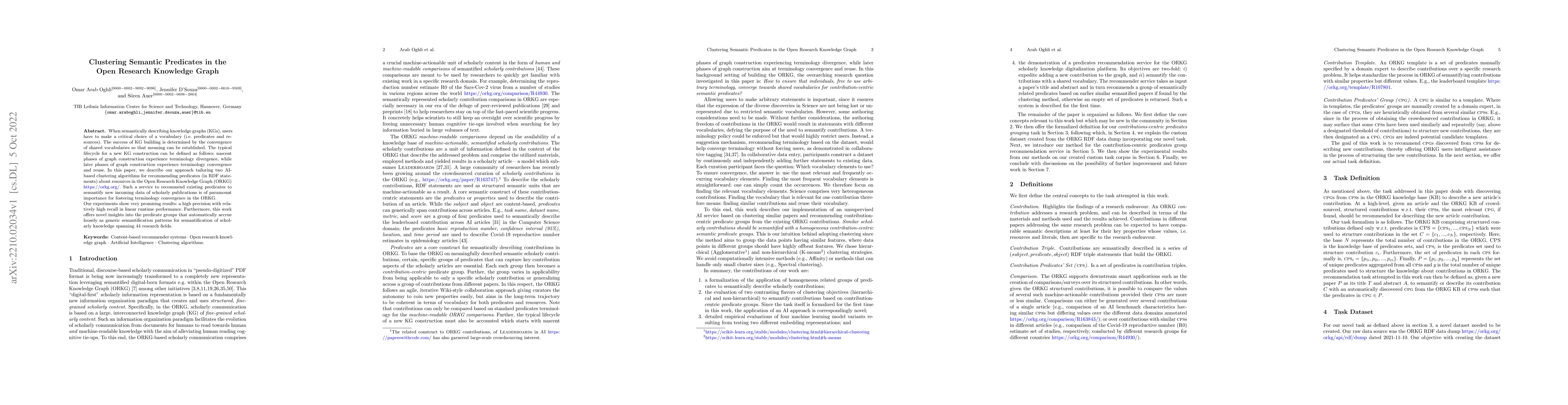 Thumbnail for Clustering Semantic Predicates in the Open Research Knowledge Graph