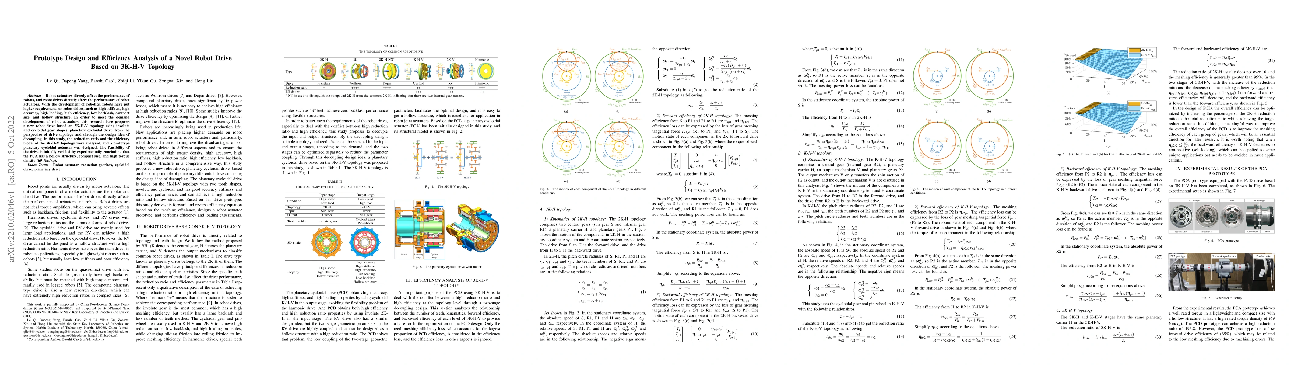 Thumbnail for Prototype Design and Efficiency Analysis of a Novel Robot Drive Based on
  3K-H-V Topology