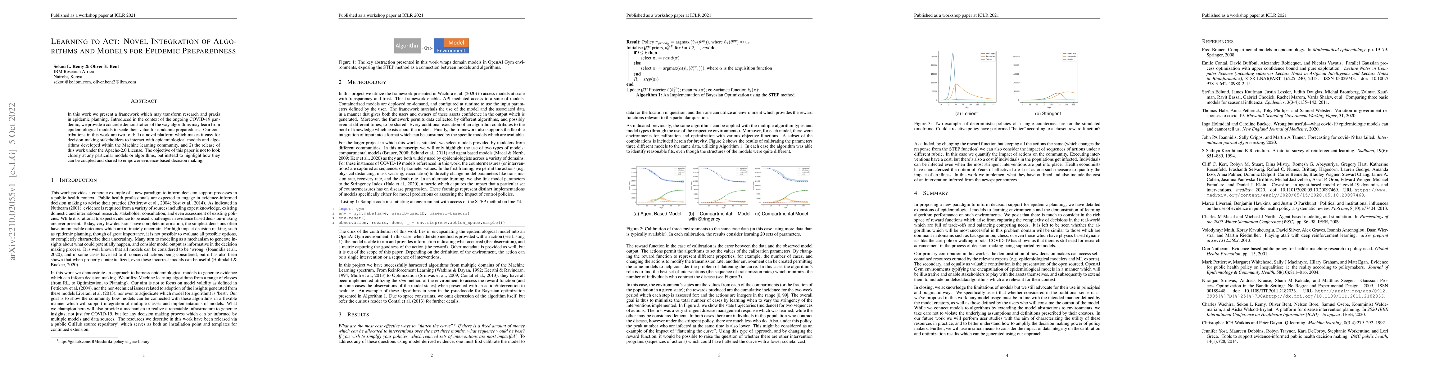 Thumbnail for Learning to Act: Novel Integration of Algorithms and Models for Epidemic
  Preparedness