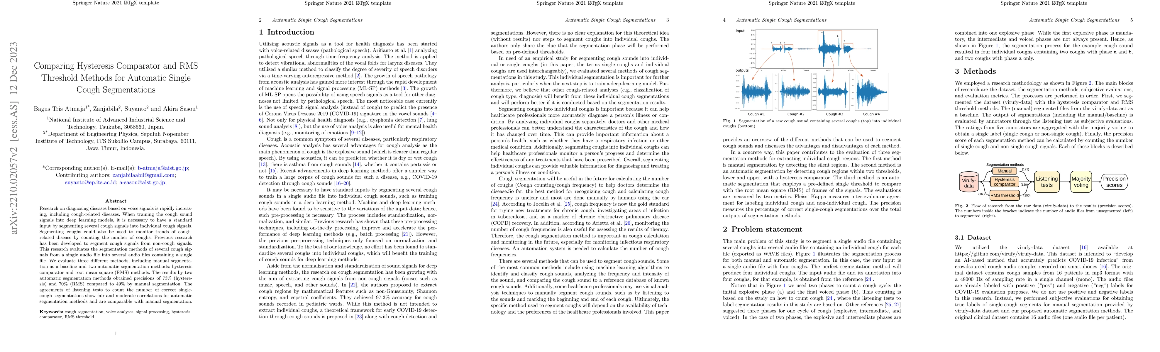 Thumbnail for Comparing Hysteresis Comparator and RMS Threshold Methods for Automatic
  Single Cough Segmentations