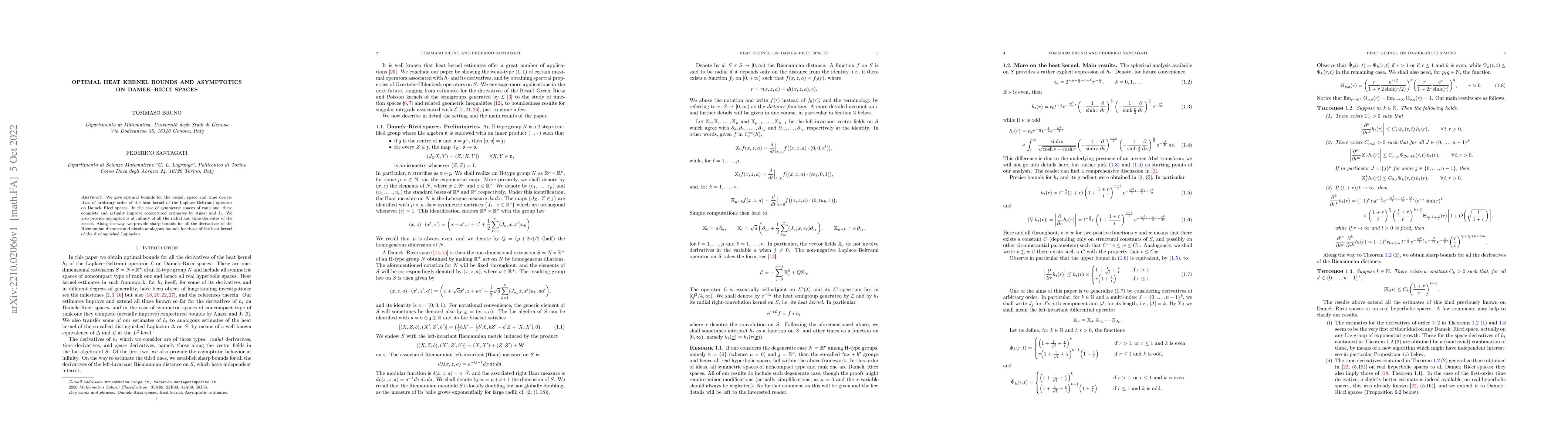 Thumbnail for Optimal heat kernel bounds and asymptotics on Damek--Ricci spaces