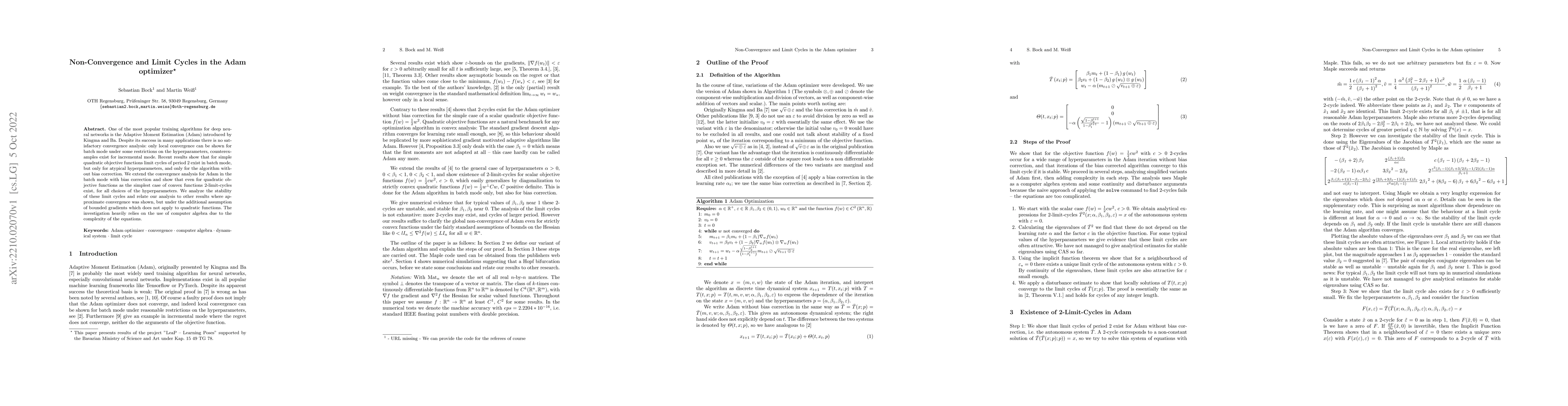 Thumbnail for Non-Convergence and Limit Cycles in the Adam optimizer