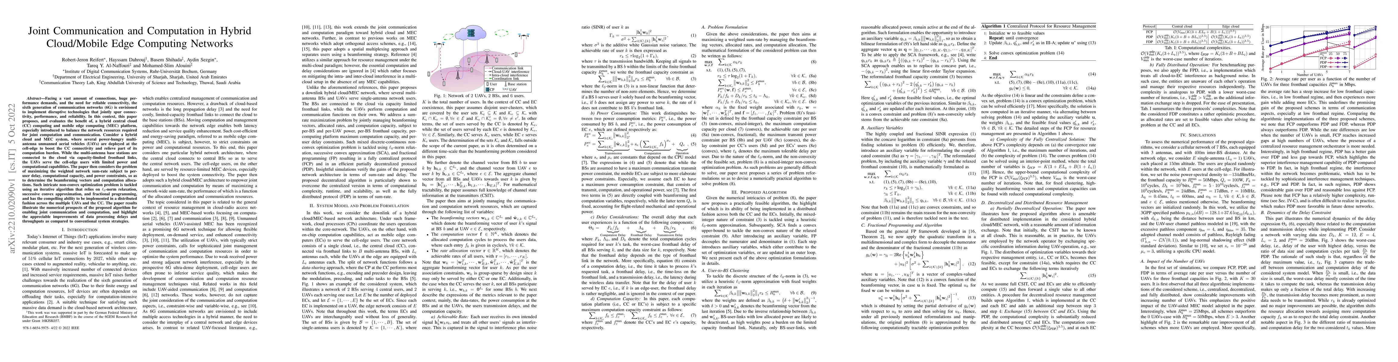 Thumbnail for Joint Communication and Computation in Hybrid Cloud/Mobile Edge
  Computing Networks